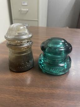 Lot of 2 Hemingray Glass Insulators
