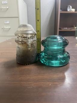 Lot of 2 Hemingray Glass Insulators