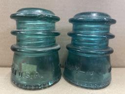 2  "Hemingray" Glass Insulators