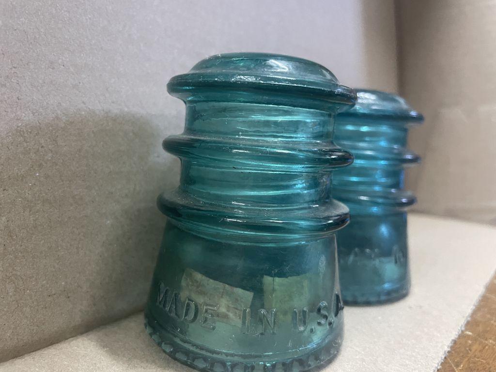 2  "Hemingray" Glass Insulators