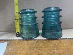 2  "Hemingray" Glass Insulators