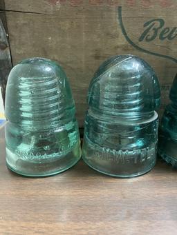 Lot of 9 Glass Insulators