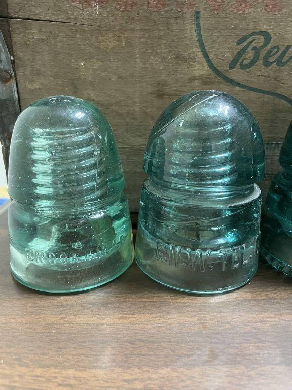 Lot of 9 Glass Insulators