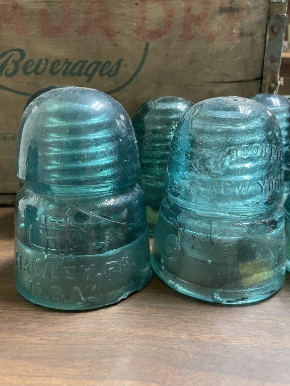 Lot of 9 Glass Insulators