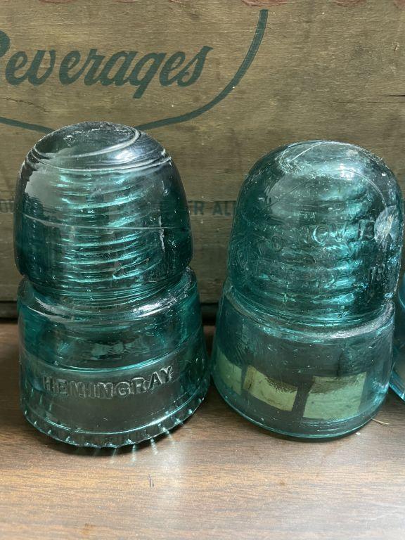 Lot of 9 Glass Insulators