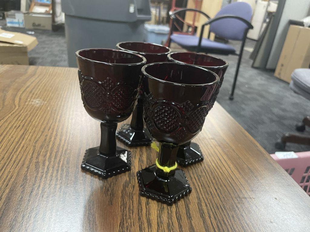 4 Avon Ruby Red Cape Cod Cups