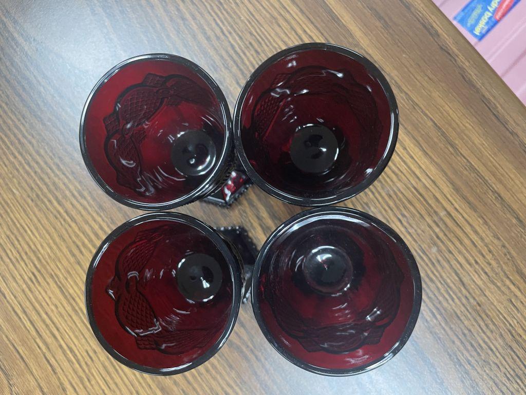 4 Avon Ruby Red Cape Cod Cups