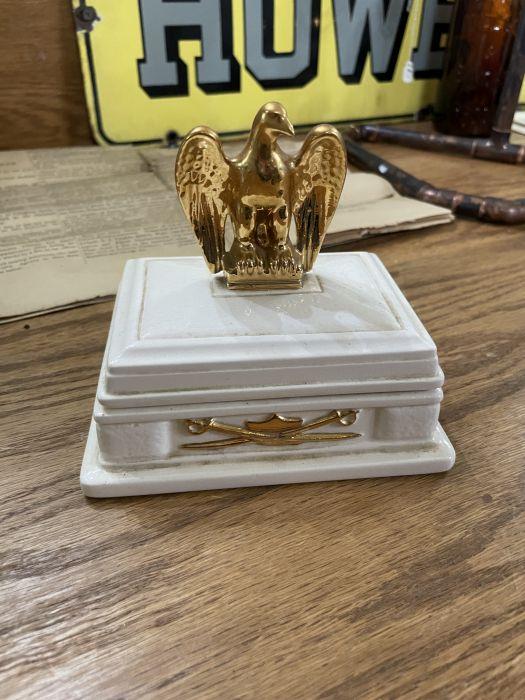Ceramic Trinket Box with Eagle Topper