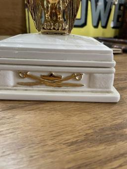 Ceramic Trinket Box with Eagle Topper