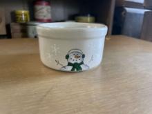 RRP Co. Roseville Stoneware Crock / Bowl with Snowman Motif
