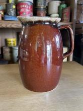Vintage Oven Proof USA Brown Drip Glaze Stoneware Pitcher