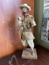 Handcrafted Folk Art Figure  Worker with Rope Bundle