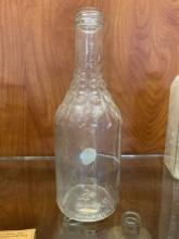 Vintage Clear Glass Liquor or Soda Bottle with Embossed Base