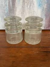 Pair of Hemingray-62 Clear Glass Cable Insulators (CD 252)