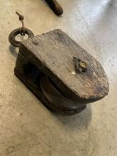 Large Wooden Barn Pulley