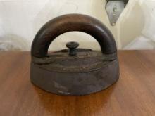 Antique Sad Iron with Wooden Handle