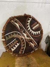 African Tribal Shield with Hide and Paint