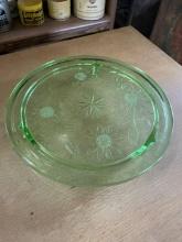 Green Depression Glass Daisy Tray