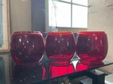 Red Glass Candle Holders Set of 3