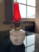 Mini Oil Lamp with Red Chimney