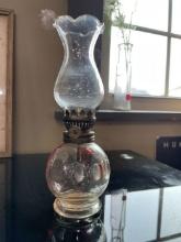 Clear Glass Oil Lamp with Scalloped Chimney