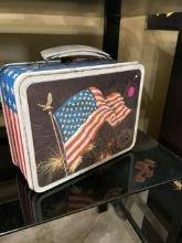 Patriotic American Flag Tin Lunchbox