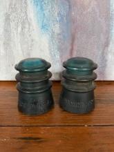 Pair of Hemingray Aqua Insulators