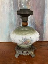 Vintage Embossed Glass Oil Lamp Base