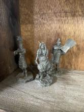 Set of 3 'The Noble Americans' Fine Pewter Figures