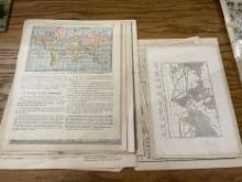 Lot of Vintage World Geography Pages with Maps