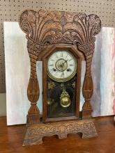 Victorian Mantel Clock with Ornate Carving