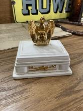 Ceramic Trinket Box with Eagle Topper