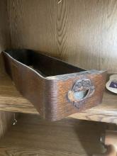 Antique Curved Wood Drawer with Ornate Pull
