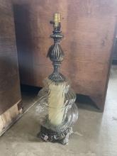 Vintage Swirled Glass and Brass Table Lamp