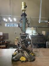 Ornate Cast Metal Lamp Base with Floral Detail