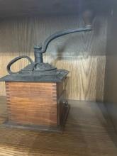 Antique Wood and Cast Iron Coffee Grinder