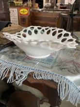 Fenton Style White Milk Glass Bowl