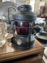 Vintage Railroad Lantern with Red Globe