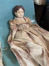 Victorian-Style Doll in Pink Floral Dress