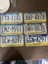 Pennsylvania License Plate Lot of 6