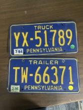 lot of 2 Pennsylvania License Plates