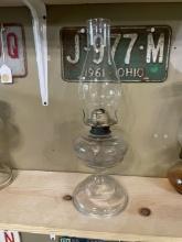 Tall Clear Glass Pedestal Oil Lamp