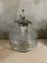 Ribbed Clear Glass Oil Lamp Base