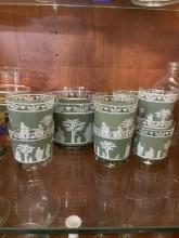 Set of Green Jasperware-Style Glasses