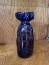Blue Swirl Hand-Blown Art Glass Vase