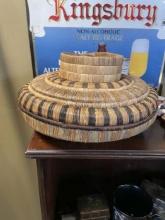 Handwoven Lidded Straw Basket