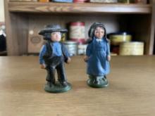 Cast Metal Amish Figurines  Boy and Girl