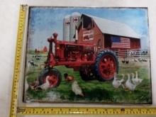 Farmall farm scene metal sign
