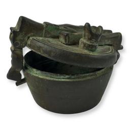 Unusual 17th Century Bronze Barrel-Shaped Locked Weight Container
