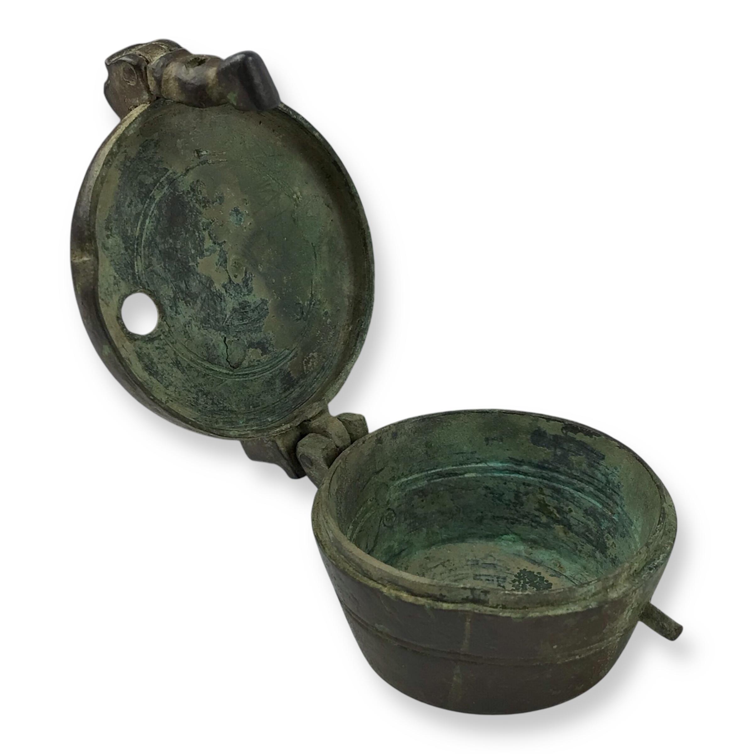 Unusual 17th Century Bronze Barrel-Shaped Locked Weight Container